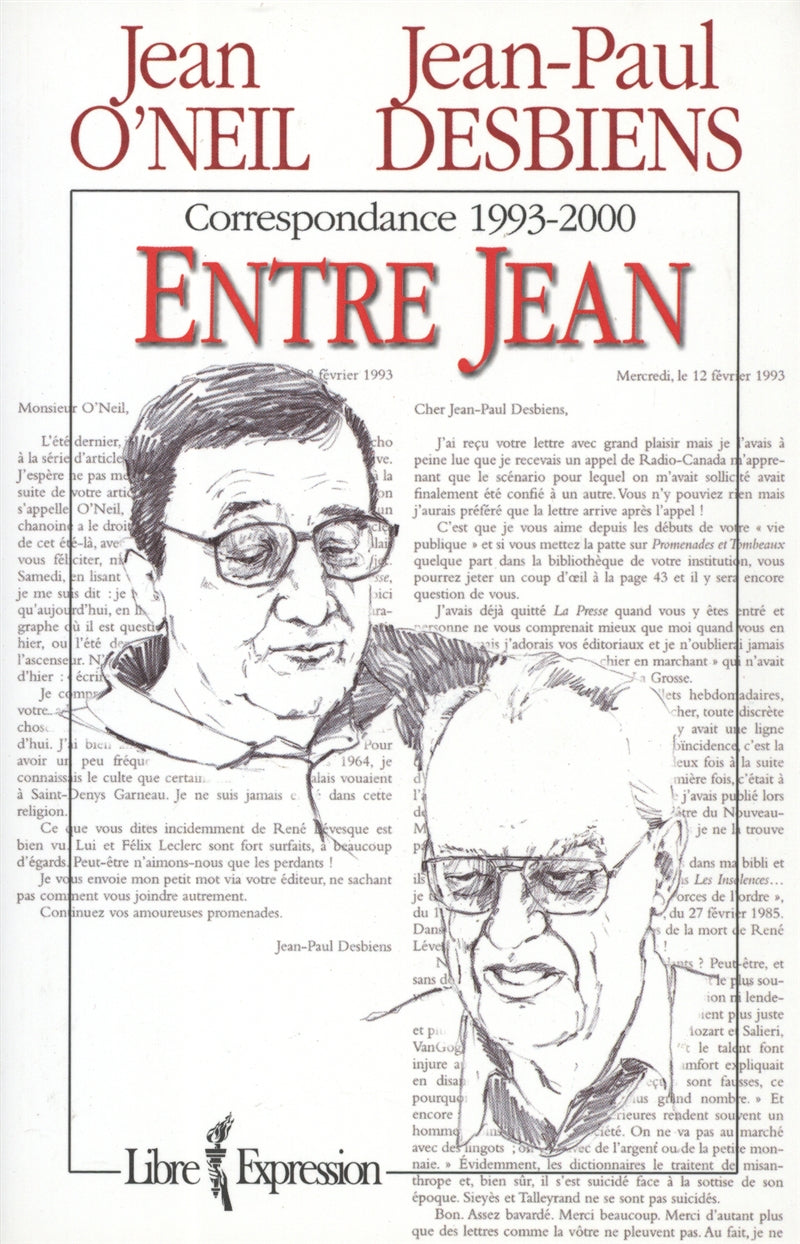 Couverture du livre de Entre Jean : correspondance 1993-2000 - papier format
